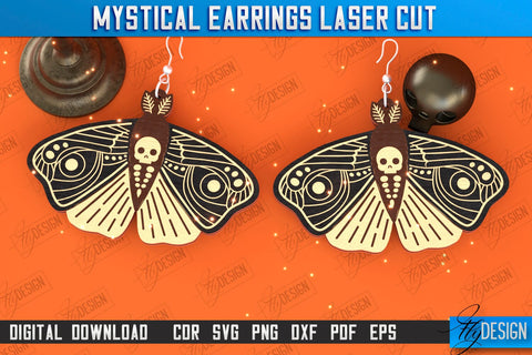 Mystical Earrings Laser Cut Bundle | Pendant Earrings | Jewelry | Accessories | CNC Files SVG Fly Design 