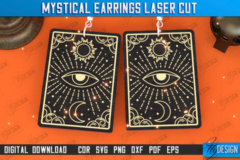Mystical Earrings Laser Cut Bundle | Pendant Earrings | Jewelry | Accessories | CNC Files SVG Fly Design 