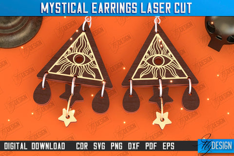 Mystical Earrings Laser Cut Bundle | Pendant Earrings | Jewelry | Accessories | CNC Files SVG Fly Design 