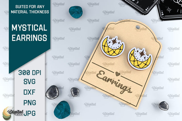 Mystical Earrings Laser Cut. Jewelry Magical Design SVG SVG Evgenyia Guschina 