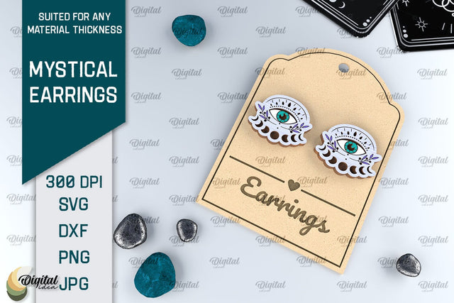 Mystical Earrings Laser Cut. Jewelry Magical Design SVG SVG Evgenyia Guschina 