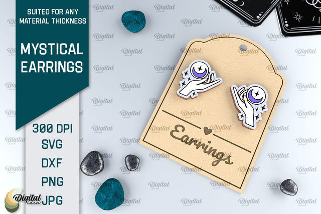 Mystical Earrings Laser Cut. Jewelry Magical Design SVG SVG Evgenyia Guschina 