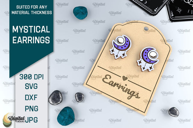 Mystical Earrings Laser Cut. Jewelry Magical Design SVG SVG Evgenyia Guschina 