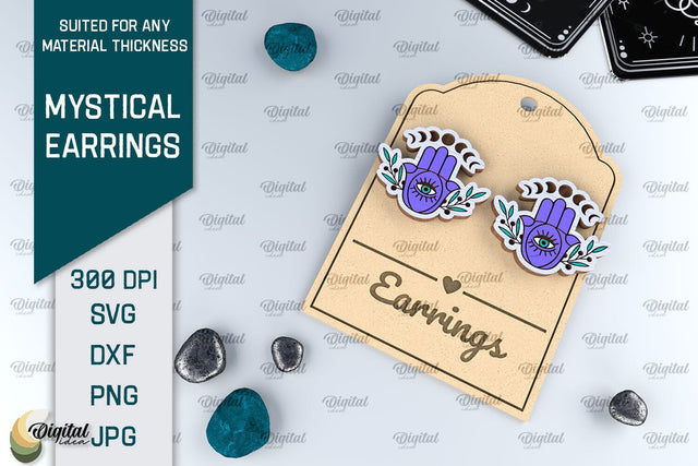 Mystical Earrings Laser Cut. Jewelry Magical Design SVG SVG Evgenyia Guschina 