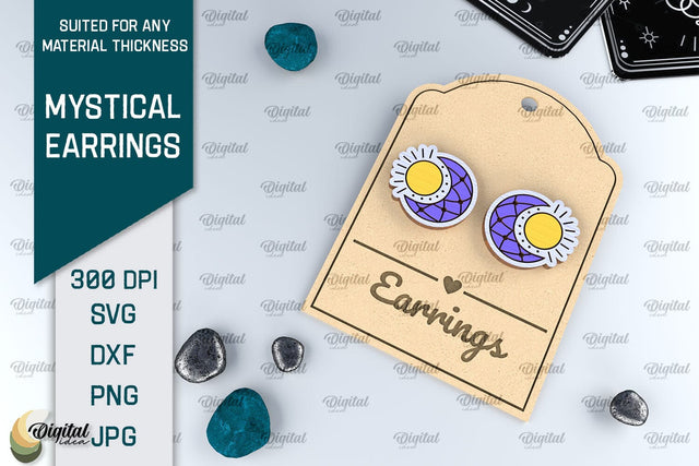 Mystical Earrings Laser Cut. Jewelry Magical Design SVG SVG Evgenyia Guschina 