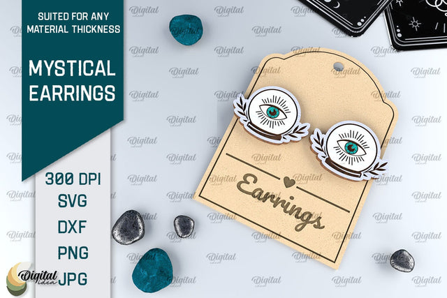 Mystical Earrings Laser Cut. Jewelry Magical Design SVG SVG Evgenyia Guschina 