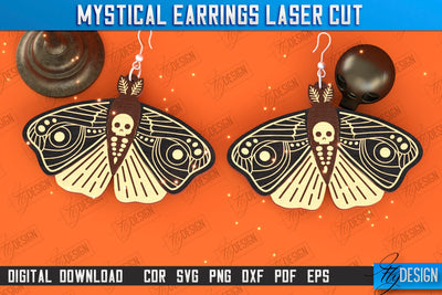Mystical Earrings Laser Cut | Pendant Earrings | Jewelry | Accessories | CNC File SVG Fly Design 