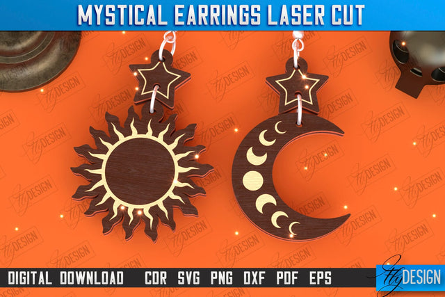 Mystical Earrings Laser Cut | Pendant Earrings | Jewelry | Accessories | CNC File SVG Fly Design 