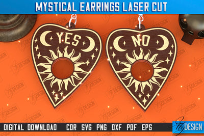 Mystical Earrings Laser Cut | Pendant Earrings | Jewelry | Accessories | CNC File SVG Fly Design 