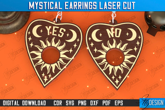 Mystical Earrings Laser Cut | Pendant Earrings | Jewelry | Accessories | CNC File SVG Fly Design 