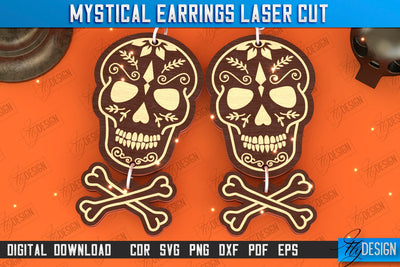 Mystical Earrings Laser Cut | Pendant Earrings | Jewelry | Accessories | CNC File SVG Fly Design 