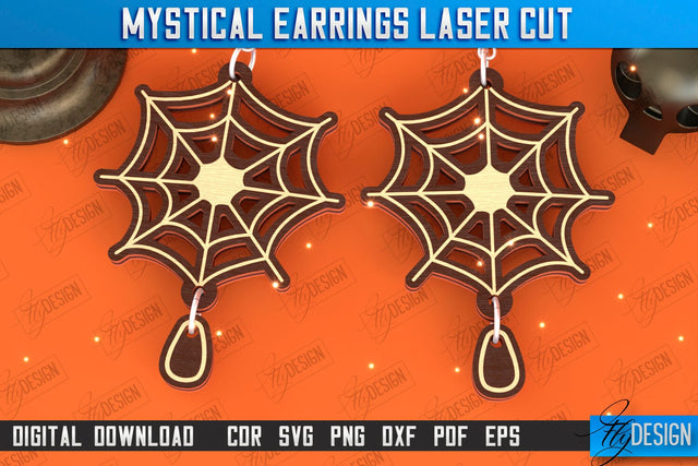 Mystical Earrings Laser Cut | Pendant Earrings | Jewelry | Accessories | CNC File SVG Fly Design 