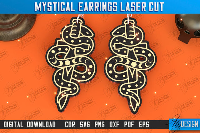 Mystical Earrings Laser Cut | Pendant Earrings | Jewelry | Accessories | CNC File SVG Fly Design 