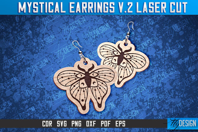 Mystical Earrings Laser Cut SVG | Accessories Laser Cut SVG Design | CNC Files SVG Fly Design 