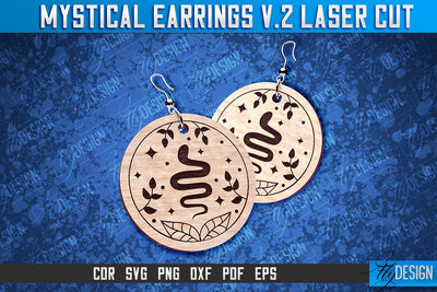 Mystical Earrings Laser Cut SVG | Accessories Laser Cut SVG Design | CNC Files SVG Fly Design 