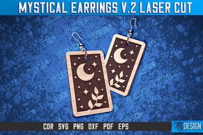 Mystical Earrings Laser Cut SVG | Accessories Laser Cut SVG Design | CNC Files SVG Fly Design 