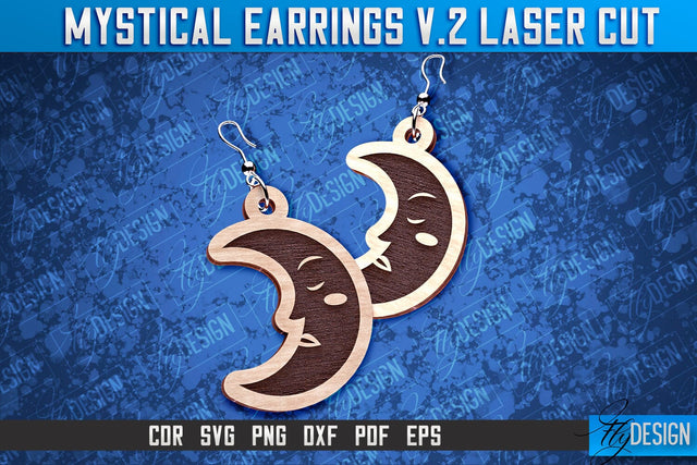 Mystical Earrings Laser Cut SVG | Accessories Laser Cut SVG Design | CNC Files SVG Fly Design 