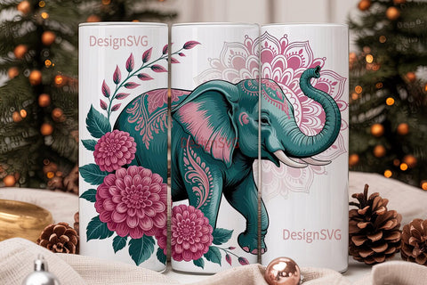 Mystical Elephant Mandala 20oz Tumbler Sublimation DesignSVG 