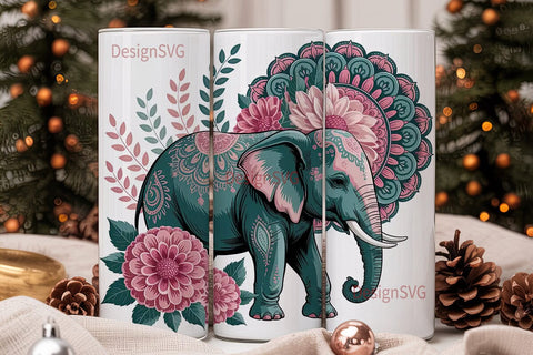Mystical Elephant Mandala 20oz Tumbler Sublimation DesignSVG 