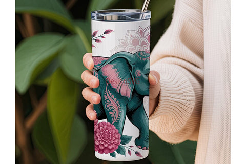 Mystical Elephant Mandala 20oz Tumbler Sublimation DesignSVG 
