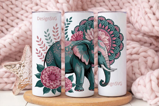 Mystical Elephant Mandala 20oz Tumbler Sublimation DesignSVG 