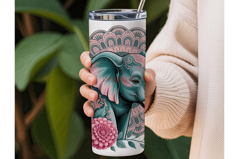 Mystical Elephant Mandala 20oz Tumbler Sublimation DesignSVG 