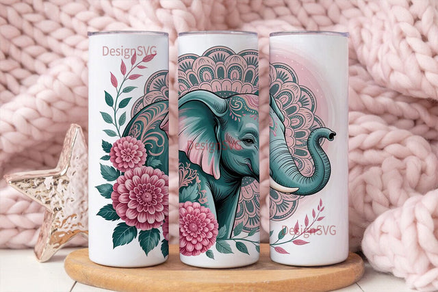 Mystical Elephant Mandala 20oz Tumbler Sublimation DesignSVG 