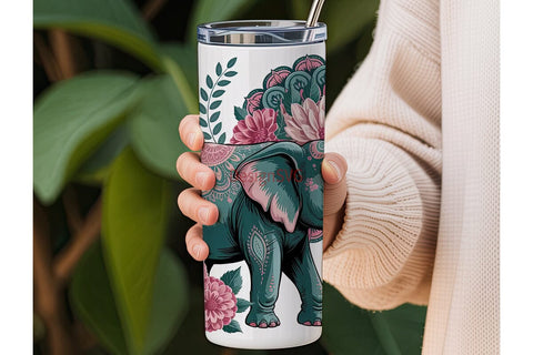 Mystical Elephant Mandala 20oz Tumbler Sublimation DesignSVG 