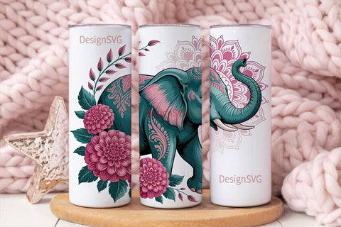 Mystical Elephant Mandala 20oz Tumbler Sublimation DesignSVG 