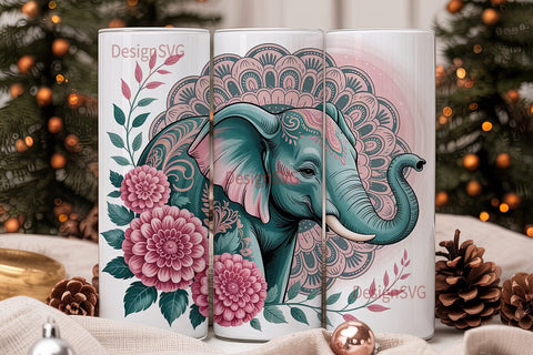 Mystical Elephant Mandala 20oz Tumbler Sublimation DesignSVG 