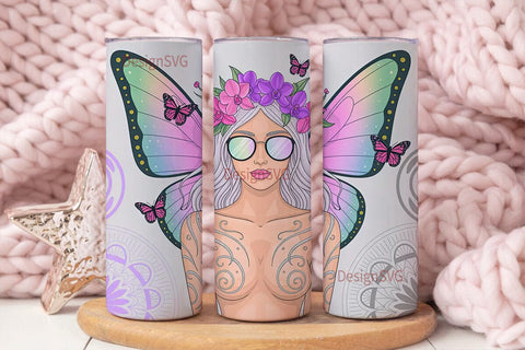 Mystical Fairy Mandala 20oz Tumbler Wrap Sublimation DesignSVG 