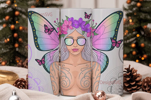 Mystical Fairy Mandala 20oz Tumbler Wrap Sublimation DesignSVG 