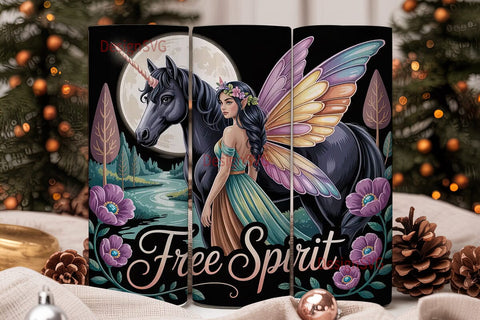 Mystical Fairy & Unicorn Tumbler Wrap Sublimation DesignSVG 