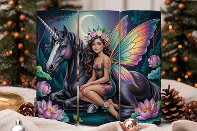 Mystical Fairy & Unicorn Tumbler Wrap Sublimation DesignSVG 