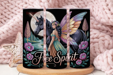 Mystical Fairy & Unicorn Tumbler Wrap Sublimation DesignSVG 