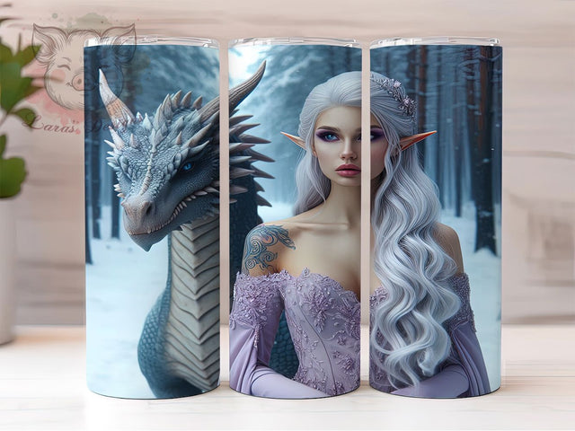 Mystical Fantasy Fairy Dragon Tumbler, Mystical Dragon Wrap, 20oz Tumbler Sublimation, Enchanted Fairy Design, Fantasy Dragon Art, Magical Creature Tumbler, Mythical Fairy Dragon Sublimation Lara' s Designs 