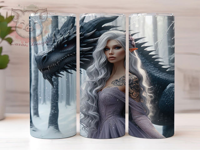 Mystical Fantasy Fairy Dragon Tumbler, Mystical Dragon Wrap, 20oz Tumbler Sublimation, Enchanted Fairy Design, Fantasy Dragon Art, Magical Creature Tumbler, Mythical Fairy Dragon Sublimation Lara' s Designs 