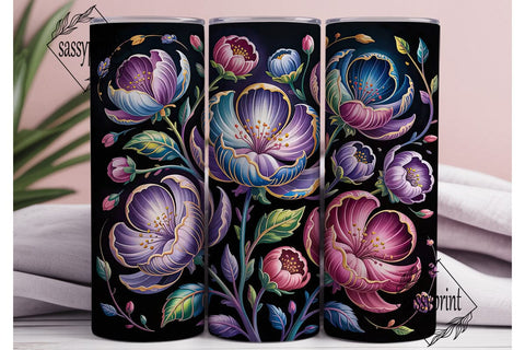 Mystical Floral Bloom 20oz Tumbler Wrap Sublimation sassyprint 