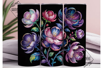 Mystical Floral Bloom 20oz Tumbler Wrap Sublimation sassyprint 