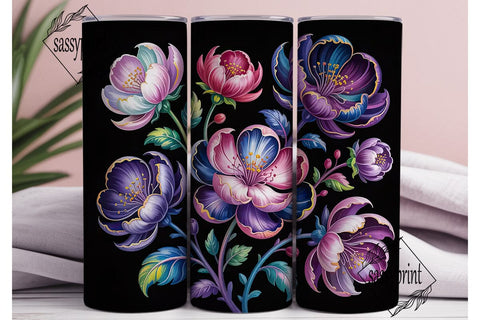 Mystical Floral Bloom 20oz Tumbler Wrap Sublimation sassyprint 