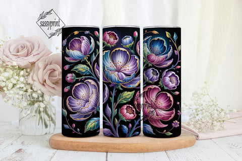 Mystical Floral Bloom 20oz Tumbler Wrap Sublimation sassyprint 