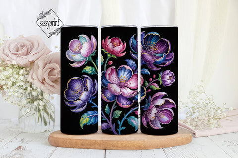 Mystical Floral Bloom 20oz Tumbler Wrap Sublimation sassyprint 
