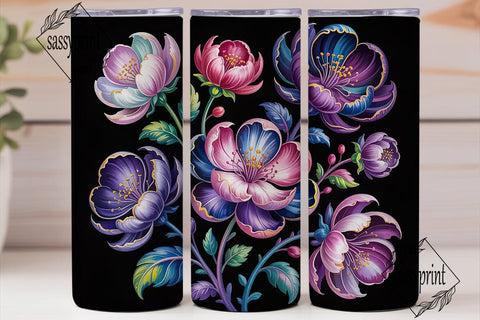 Mystical Floral Bloom 20oz Tumbler Wrap Sublimation sassyprint 