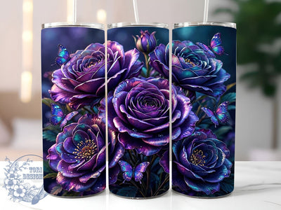 Mystical Floral Butterfly 20oz Tumbler, Mystical Design, Butterfly Motif, Floral Pattern, Whimsical Charm, Elegant Style, 20oz Wrap, Sublimation Tumbler Sublimation ToriDesigns 