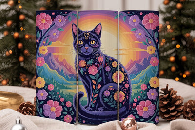 Mystical Floral Cat 20oz Tumbler Wrap Sublimation DesignSVG 