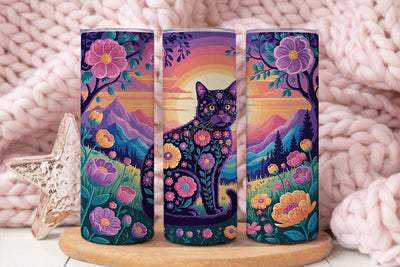 Mystical Floral Cat 20oz Tumbler Wrap Sublimation DesignSVG 
