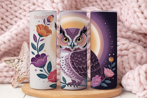 Mystical Floral Owl 20oz Tumbler Wrap Sublimation DesignSVG 