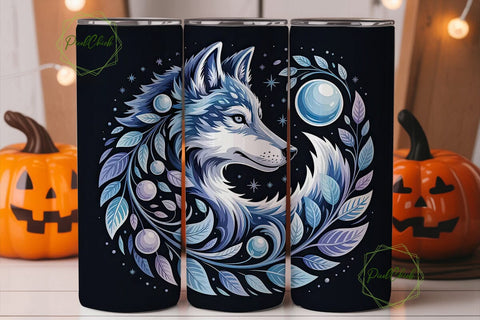 Mystical Floral Wolf 20oz Tumbler Wrap Sublimation PixelChick 