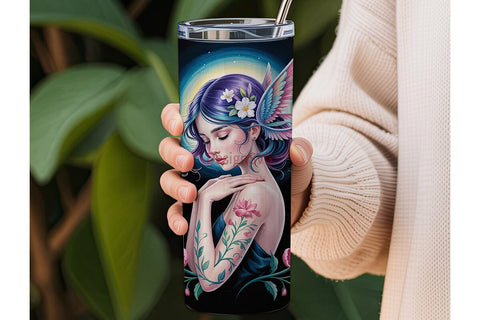 Mystical Floral Woman 20oz Tumbler Wrap Sublimation DesignSVG 