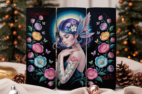 Mystical Floral Woman 20oz Tumbler Wrap Sublimation DesignSVG 